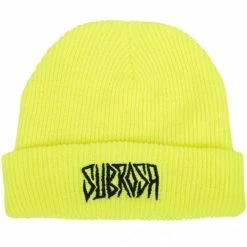 Subrosa Carved Beanie - Neon Yellow With Black Stitching