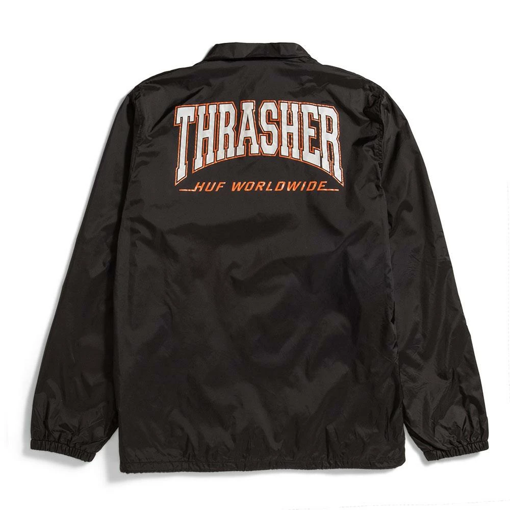 HUF X Thrasher Split Coaches Jacket - Black 4 HUF X Thrasher Split Coaches Jacket - Black - Image 2