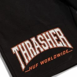 HUF X Thrasher Deep Drive Fleece Shorts - Black -Bikes sale 31a259af 7ff2 473c b3f5 f731160fa4db