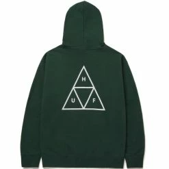 Huf Essentials Triple Triangle Pullover Hoodie - Forest Green -Bikes sale 5b9b843e 3f24 4f63 bf8f bf5fd434e986