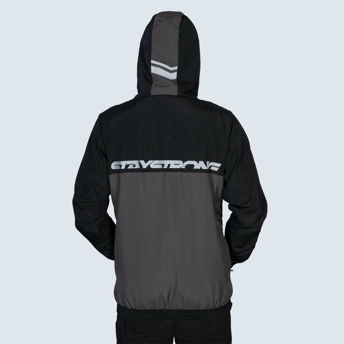 Stay Strong Cut Off Vertical Full Zip Jacket - Black/Grey 4 Stay Strong Cut Off Vertical Full Zip Jacket - Black/Grey - Image 2